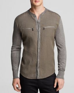 John Varvatos Collection Band Collar Shirt Sweater