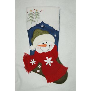 Trim A Home® 20in Big Cuff Christmas Stocking   Snowman With Green