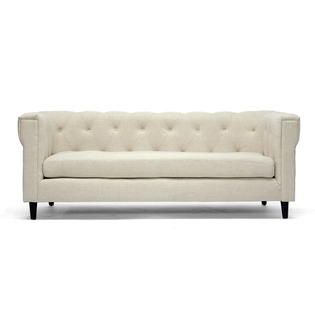 Baxton  Cortland Beige Linen Modern Chesterfield Sofa Set