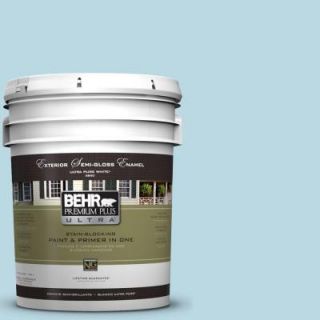 BEHR Premium Plus Ultra 5 gal. #S460 1 Air Blue Semi Gloss Enamel Exterior Paint 585005