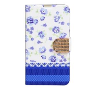 INSTEN Floral Stand Folio Flip Leather Phone Case Cover With Diamond