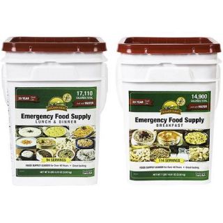 Augason Farms Breakfast/Lunch & Dinner Variety Pack Emergency Food Supply Storage Pails, 2 count