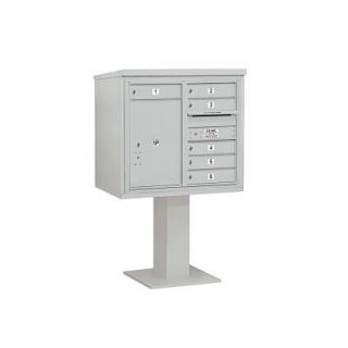 Salsbury Industries 3400 Series Gray Mount 4C Pedestal Mailbox with 6 MB1 Doors/1 PL6 3407D 06GRY