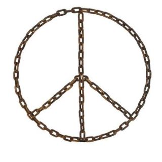 19.75" Decorative Rustic Industrial Chain Link Peace Sign Wall Decoration