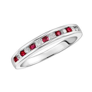Promise Your Love 3/8 Cttw. Round Cut Diamond & Ruby Engagement Band