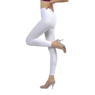 SoHo Full Length Stretch Fit Fleece Lined Leggings One Size   White