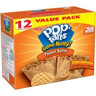 Kellogg's Pop Tarts Gone Nutty Peanut Butter Toaster Pastries, 12 count, 21.1 oz