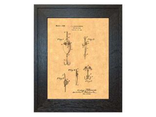 Trolling Spoon for Fishing Patent Art Print in a Rustic Oak Wood Frame