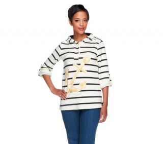 Susan Graver French Terry Printed Long Sleeve Hooded Pullover   A255376 —
