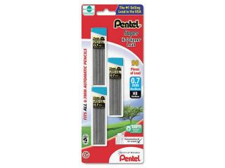 Pentel C27BPHB3 K6 Super Hi Polymer Lead Refills, 0.7mm, HB, Black, 90 Leads/Pack