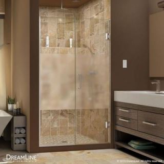 DreamLine Unidoor Plus 40 to 40 1/2 in. x 72 in. Semi Framed Hinged Shower Door with Half Frosted Glass in Brushed Nickel SHDR 244007210 HFR 04