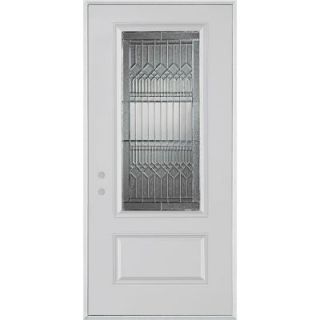 Stanley Doors 36 in. x 80 in. Lanza Zinc 3/4 Lite 1 Panel Prefinished White Right Hand Inswing Steel Prehung Front Door 1546E BN 36 R Z