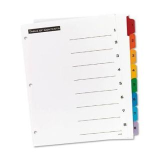 Office Essentials Table 'N Tabs Dividers, Eight Multicolor Tabs, 1 8, Letter