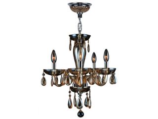 Gatsby Collection 5 light Chrome Finish and Amber Hand blown Glass Chandelier