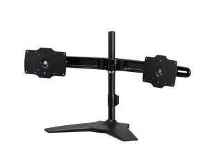 Amer Dual Monitor Desk Stand. Supports two 32" monitors weighing up to 33.1 lbs each. VESA compatible. Also ideal for 26, 27, 28, 29, 30 and 32 inch monitors.