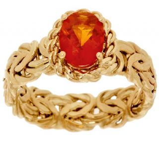 As Is 14K Gold 0.70 ct Fire Opal Byzantine Ring —