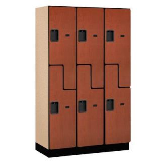 Salsbury Industries 27000 Series 2 Tier 'S Style' Wood Extra Wide Designer Locker in Cherry   15 in. W x 76 in. H x 18 in. D (Set of 3) 27368CHE