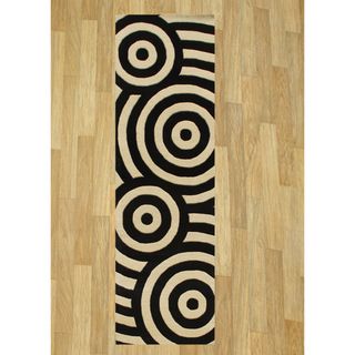 Alliyah Handmade Black New Zealand Blend Wool Rug 3x10