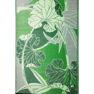 begonia Squares Reversible Design Green and Beige Outdoor Area Rug