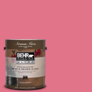 BEHR Premium Plus Ultra 1 gal. #120B 6 Watermelon Pink Flat/Matte Interior Paint 175301