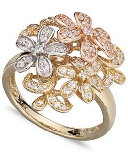 Diamond Flower Ring in Tri Tone 14k Gold (1/2 ct. t.w.)   Rings