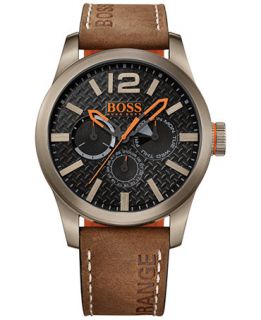 Hugo Boss Mens Chronograph Paris Brown Nubuck Leather Strap Watch