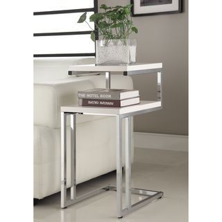 White Finish Chrome Side End Snack Table   Shopping   Great