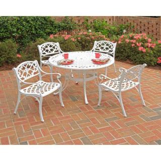 Home Styles Biscayne 5pc Outdoor Dining Set with Arm Chairs, White