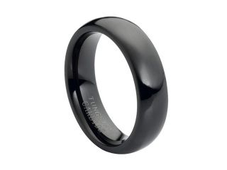 Tungsten Carbide High Polish Black Enamel Plated Classic Domed Band 6mm Wedding Band Ring