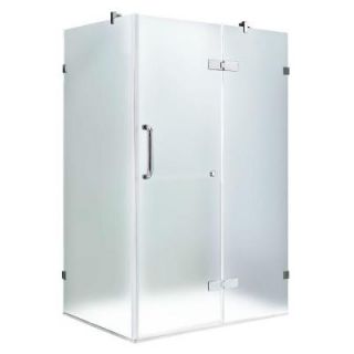 Vigo 34 1/8 in. x 46 in. x 73 3/8 in. Frameless Pivot Shower Enclosure in Chrome with Frosted Glass and Right Door VG6011CHMT36R