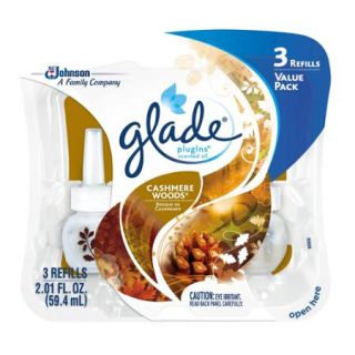 Glade PlugIns Scented Oil Air Freshener Refill, Cashmere Woods, 3 count, 2.01 Ounces