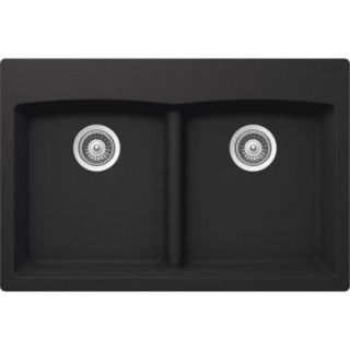SCHOCK EDO Top Mount Composite 33 in. 0 Hole 50/50 Double Bowl Kitchen Sink in Onyx EDON200T010