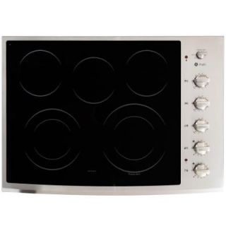 GE Profile CleanDesign 30 in. Smooth Surface Radiant Electric Cooktop in Stainless Steel with 5 Elements PP944STSS