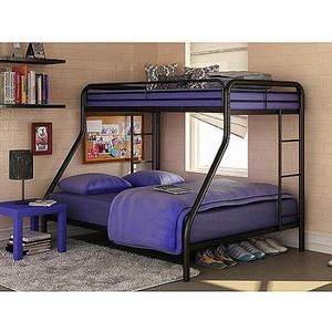 Dorel Twin Over Full Metal Bunk Bed, Multiple Colors with Set of 2 Mattresses