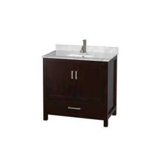 Wyndham Collection Sheffield 36 in. Vanity in Espresso with Marble Vanity Top in Carrara White WCS141436SESCMUNSMXX