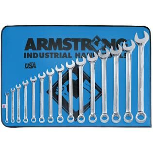 Armstrong 15 pc. 12 pt. Full Polish Long Combination Wrench Set
