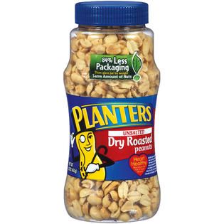 Planters Dry Roasted Unsalted Peanuts 16 OZ PLASTIC JAR   Food