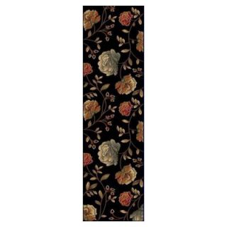 Kas Rugs Roses to Riches Black 2 ft. 3 in. x 7 ft. 7 in. Rug Runner LIF547223X77RU