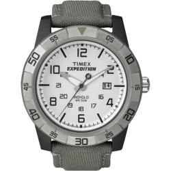 Timex T498649J Mens Expedition Rugged Analog Grey/ Green Canvas Strap