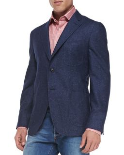Isaia Donegal Two Button Jacket, Blue