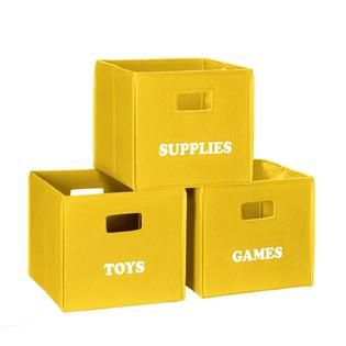 RiverRidge Kids Yellow Folding Storage Bin with Print   Supplies