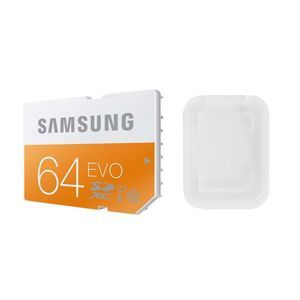 Samsung EVO 64GB SD Flash Card and Power Up Jewel Case for Secure Digital (SD) Cards Bundle