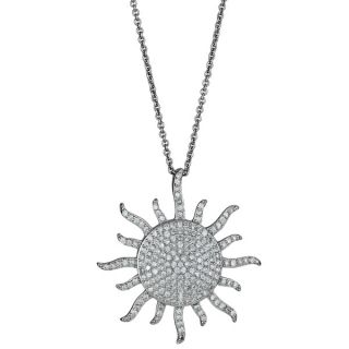 Sterling Silver Micropave Cubic Zirconia Sun Pendant  