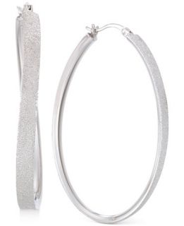 SIS by Simone I Smith Satin Finished Hoop Earrings in Platinum over
