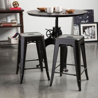 Tabouret 24 inch Charcoal Grey Metal Counter Stools (Set of 2