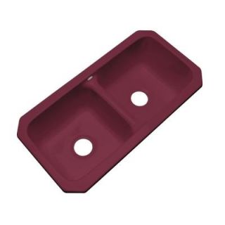 Thermocast Brighton Undermount Acrylic 33x16.5x9 in. 0 Hole Double Bowl Kitchen Sink in Loganberry 34067 UM