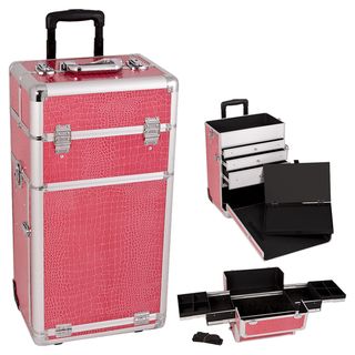 Craft Accents Hot Pink Crocodile Textured Rolling Storage Carrying