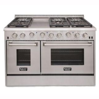Kucht Pro Style 48 in. 6.7 cu. ft. Propane Gas Range with Sealed Burners, Griddle and Convection Oven in Stainless Steel KRG4804U/LP