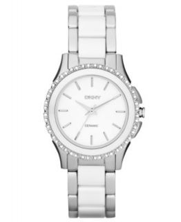 DKNY Watch, Womens White Ceramic and Stainless Steel Bracelet 32mm