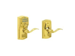 Camelot Bright Brass Accent Keypad Lever   FE595 CAM 505 ACC